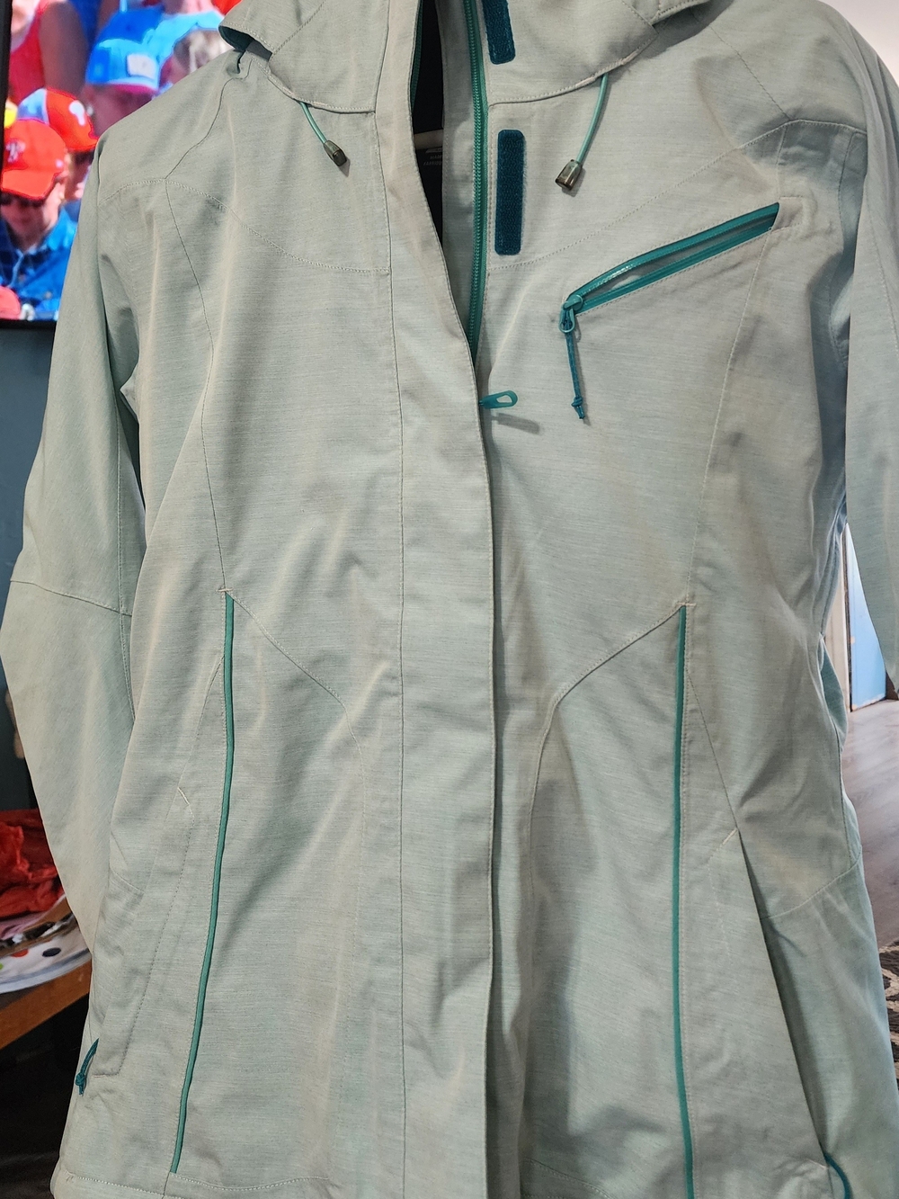 Salomon Light Turquoise Women's Waterproof Hooded Jacket Sz MED